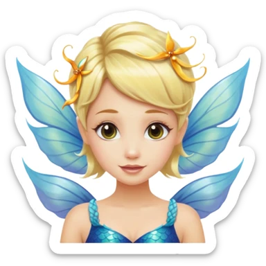 Blonde Mermaid with fairy wings and pixie haircut. sticker
