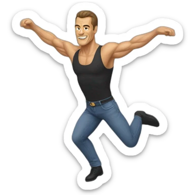 JEAN CLAUDE VAN DAMME performing a balancing act sticker