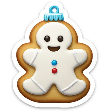 white frosted gingerbread cookie shaped like a christmas ornament sticker