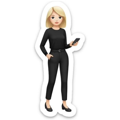 white woman dressed in black trousers and blouse full body sticker