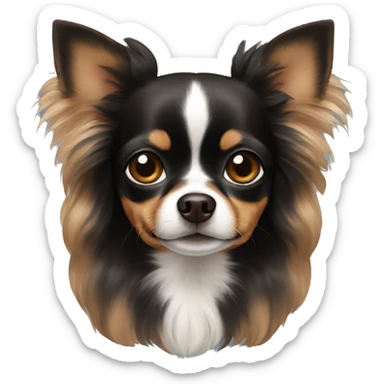 black and brown chihuahua with big hair on the ears sticker