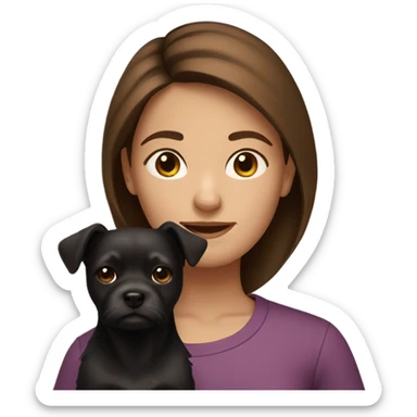 Brownhair girl with small black dog sticker