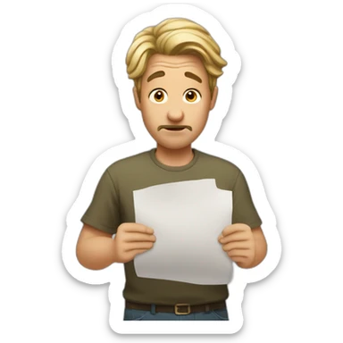 40s guy with a plain piece of paper over his head and hesitant face sticker