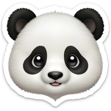 Cinematic Cute Baby Panda Portrait Emoji, Head tilted playfully and inquisitively, featuring an irresistibly fluffy, black and white Fur with an extra dose of cuddliness, round, sparkling eyes filled with boundless curiosity, Simplified yet adorably endearing features, highly detailed, glowing with a warm, friendly glow, high shine, affectionate and playful, stylized with a touch of playful charm, bright and heartwarming, soft glowing outline, capturing the essence of a mischievous yet loving baby panda, so playful it feels like it could tumble out of the screen into your arms! sticker