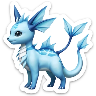 Lumineon-Vaporeon-Amaura-Glaceon-Dragonair-Fakémon-hybrid-creature (full body)  sticker