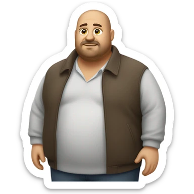 fat italian man, with brown buzz cut and a stubbled beard, wearing smart plain clothes. sticker