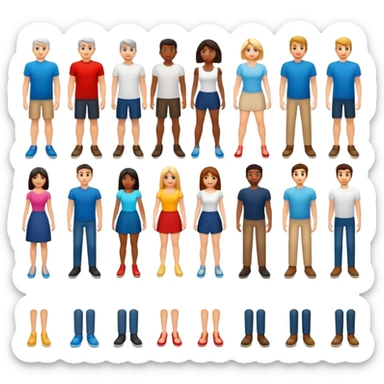 american men and woman photorealistic standing on feet sticker