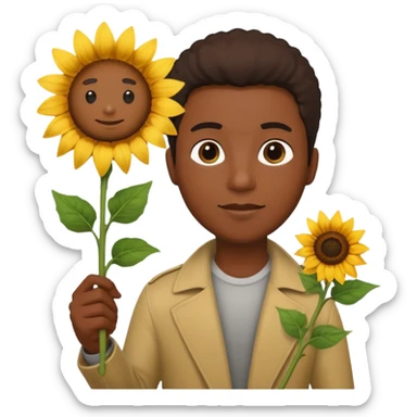 black man with sunflower, scepter sticker