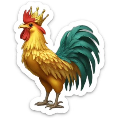 proud and howling golden phoenix rooster with a crown on its head sticker