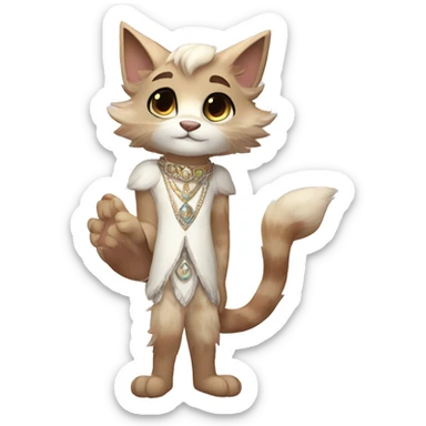 Furry, sparkle, iridescent, colorful, pastel, edgy, cool, fantasy beautiful, brown, beige, white, divine, godly, angelic, animal, anthro, full body, fursona, feline sticker