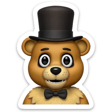 Freddy Fazbear with black and tiny hat from Five Nights At Freddy's Movie sticker