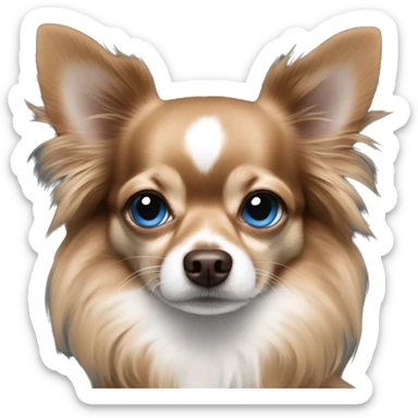 all black and brown long haired chihuahua with blue eyes  sticker