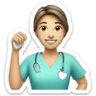 dentist girl with a toothbrush in his hand sticker