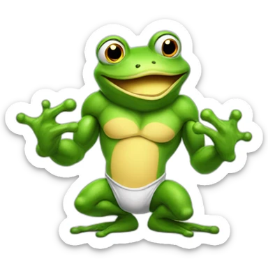 Very Muscular fitness frog doing chemistry sticker