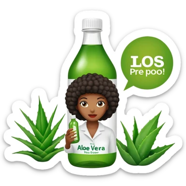 Bottle of Aloe Vera Pre-Poo. The label on the bottle should have a picture of a black woman with afro holding aloe. vera leaf. sticker