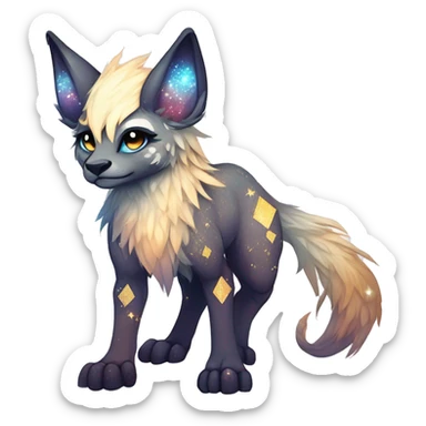 Cool cute Kawaii edgy ethereal futuristic modern epic fantasy animal sparkle fursona Fionbri creature by griffsnuff & LiLaiRa & Falvie full body sticker