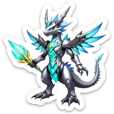 cool edgy badass shiny colorful ethereal legendary godly Archeus-Kyurem-Digimon-Fakemon-animal-hybrid full body sticker