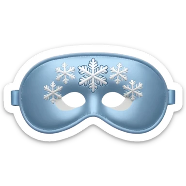 emoji of an isolated silky sleep mask with a small embroidered snowflake pattern, no eyes, no face, no character features, smooth satin texture with gentle shine, pastel grey-blue color, soft rounded shape, cozy winter pajama mood, soft shadows sticker