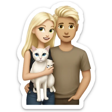 Blondie girl with a Blondie boy holding that Siamese cat sticker