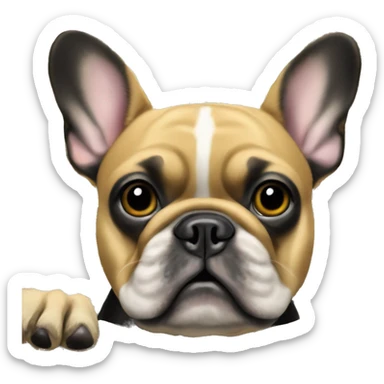 Black-and-tan French bulldog on pile of money  sticker