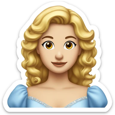 Chica linda blanca de cabello rubio vestido de por azul Cenicienta  sticker