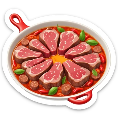 Fuqi Feipian sliced beef and offal in chili oil, simplified emoji style with bold outlines and bright colors, cartoon style Husband and Wife Lung Slices appetizer sticker