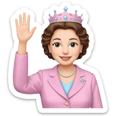 Queen Elizabeth waves in pastel clothes sticker