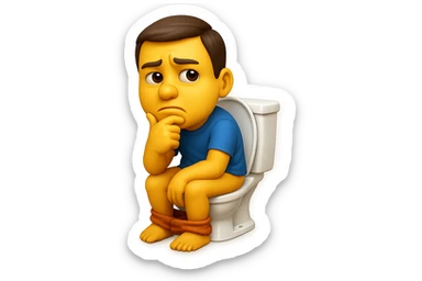 emoji stile iphone che riguarda l'argomento "stipsi/andrò al bagno oggi?", iperrealistico 4k sticker