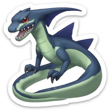 Cool Edgy Seviper-Sharpedo-Gabite Fakémon Digimon with Edgy markings, full body, outlined sticker