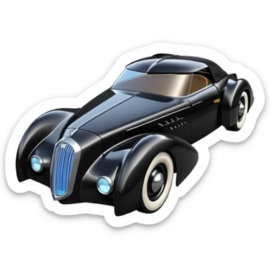  the animated series aerodynamic futuristic Batmobile loosely based on 1936 cord 812 (flat long straight faceted mechanical body) stealthy understated street rod  sticker