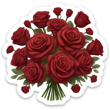 Huge dark red flower bouquet with different flowers and red tones and roses   sticker