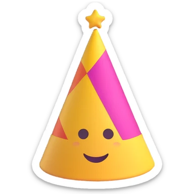 cartoon sticker of a party hat emoji celebrating, colorful and cheerful style, no text, suitable for WhatsApp and Instagram, transparent background sticker