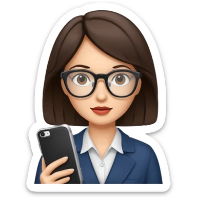 journalist brunette woman with glasses sticker