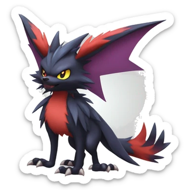  Kawaii Edgy Cool Beautiful Nargacuga-Noivern-Noibat-Litten-Zorua-Zoroark-Fakemon-fusion full body sticker