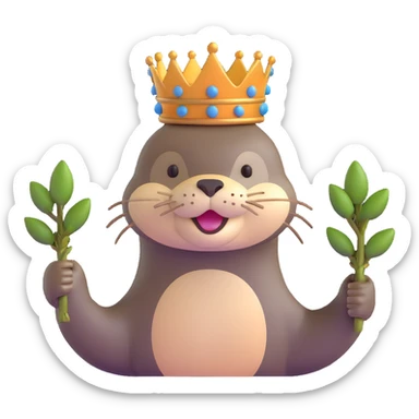 cute otter portrait with thin horizontal thorny branch circling only the forehead, exactly like Jesus Christ's Crown of thorns, no crown shape on top, no metal, just a single wooden thorny stem wrapped horizontally sticker