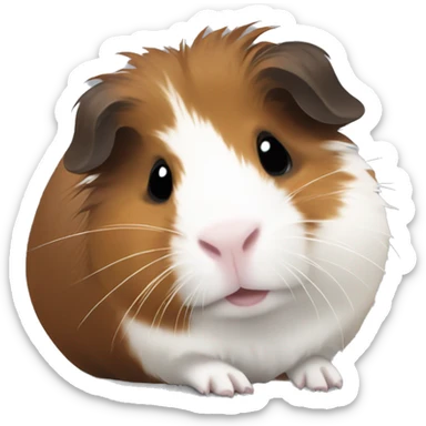 Guinea pig with white and dark brown and light brown colors  sticker