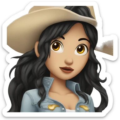 Cowgirl with black hair and pale skin kiss sticker