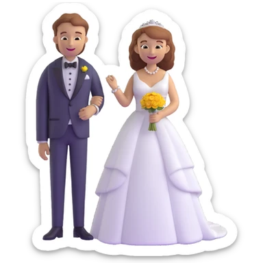 wedding couple with white man with brown hair and white woman with light ginger hair sticker