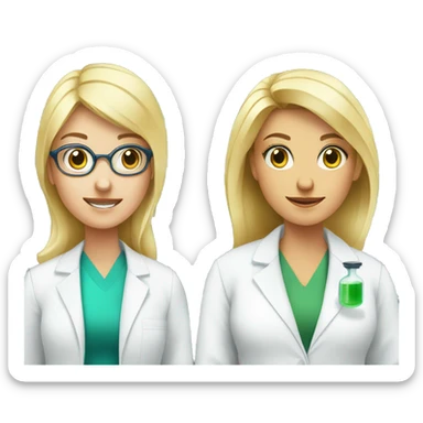 Chemist in lab and blonde female pharmacist sticker