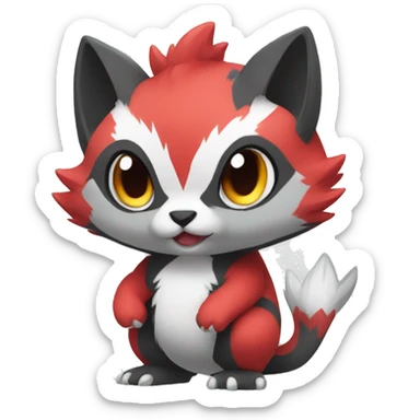 Cute cool black red white grey animal hybrid Fakemon full body sticker