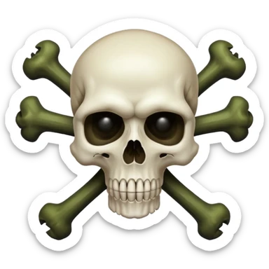 a poisonous cloud of gas, dark swamp color, with an image of a skull and two crossed bones behind the skull sticker
