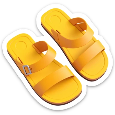 sandal sole with two straps, minimal detail, 3D iPhone emoji style, viewed from the bottom sticker
