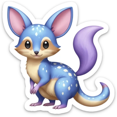 Nebula Celestial Lunar Starry Galactical Stellar Buizel-Minccino-Purrloin-Cresselia-Numbat-Bilby-Quoll-Meowstic-hybrid-fusion-creature (full body) sticker