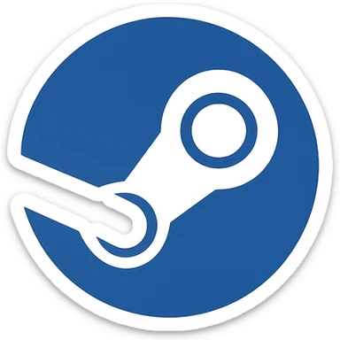 steam logo, very simple flat color clip art style, minimal, blue, no text sticker