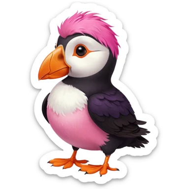 pink puffin that is pink-coloured sticker