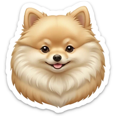 Meme-Worthy Cute Sleeping Cream Pomeranian Portrait Emoji, Head resting peacefully with a contented smile, showcasing a delightfully compact build and a luxuriously soft, fluffy cream Fur, eyes shut in a serene nap, Simplified yet hilariously adorable features, highly detailed, glowing with a soft, drowsy light, high shine, relaxed and utterly lovable, stylized with an air of playful laziness, bright and heartwarming, soft glowing outline, capturing the essence of a comically sleepy companion, so meme-worthy it feels like it could instantly become the next viral sensation of adorable slumber! sticker