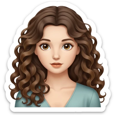 beautiful brunette with balayage white female with flowing soft curls, very long hair   sticker