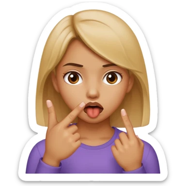 Chica mordiendose el dedo índice doblado pero sin sacar la lengua sticker