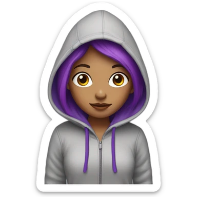 Girl with purple hair in a hoodie sticker