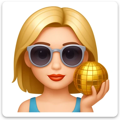 Change the disco ball to gold color, keep the rest the same, in the style of emoji (apple style emojis) sticker